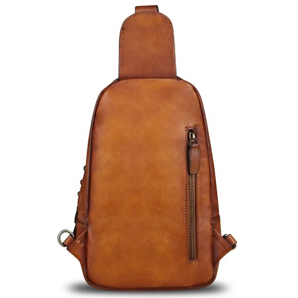 1858 Leather Sling Bag Sling Backpack Chest Shoulder Hiking Daypack Vintage main image 6